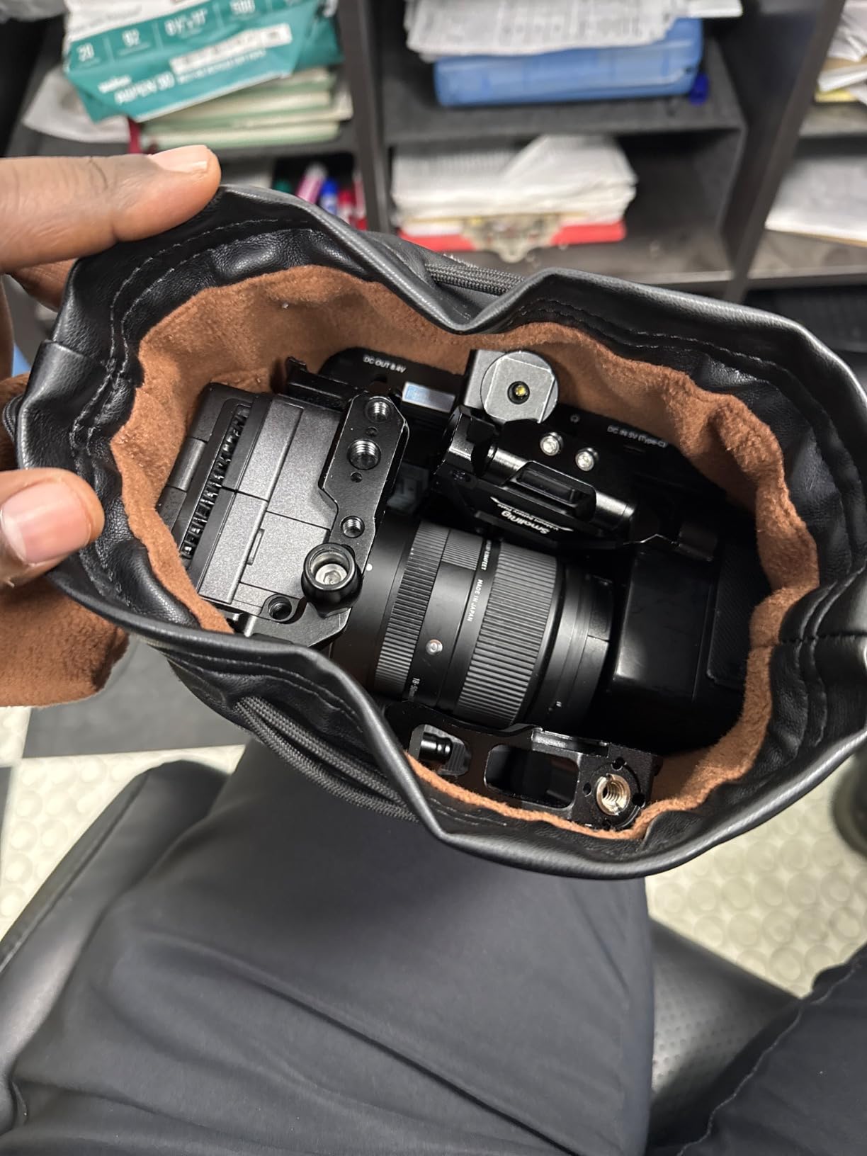 S-ZONE Soft Camera Bag DSLR Insert Handbag Drawstring Lens Case Compatible with Canon Nikon Sony customer photo 1