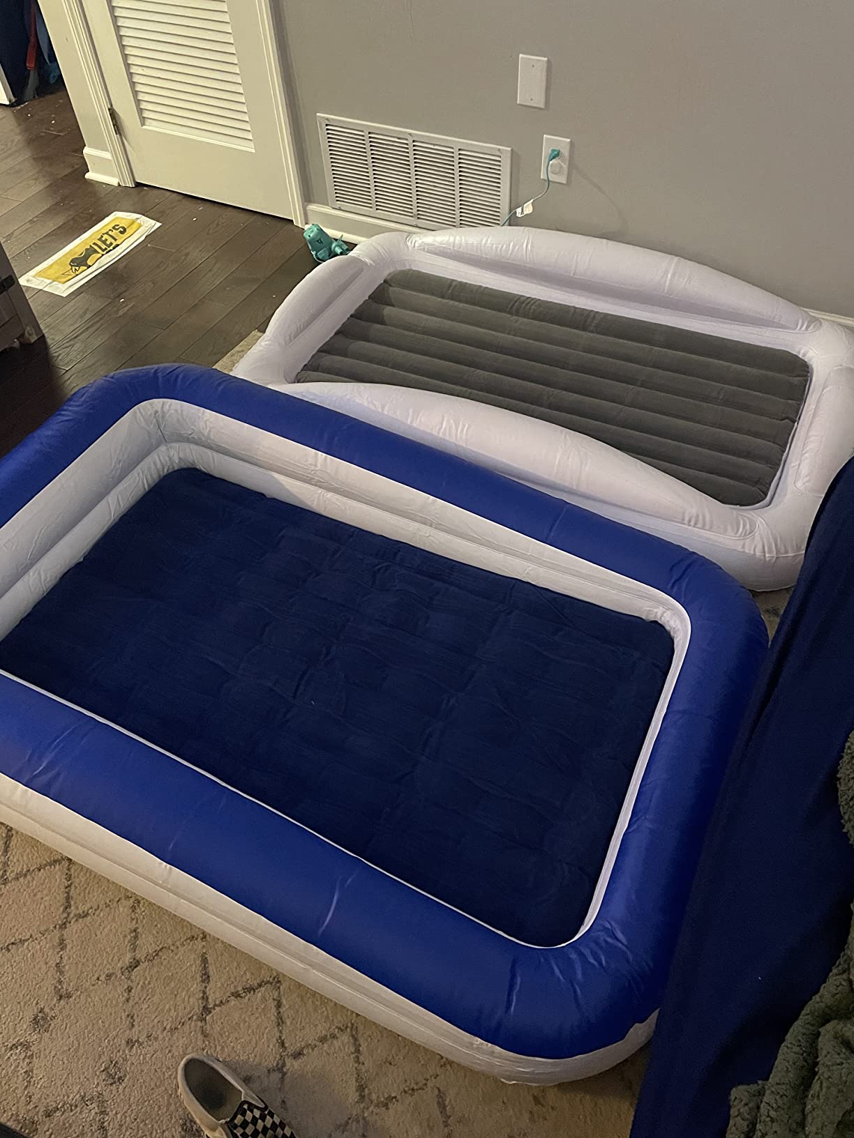 EnerPlex Kids Inflatable Travel Bed with High Speed Pump, Portable Blow up Toddler Air Mattress with Sides - Built-in Safety Bumper - Blue customer photo 2