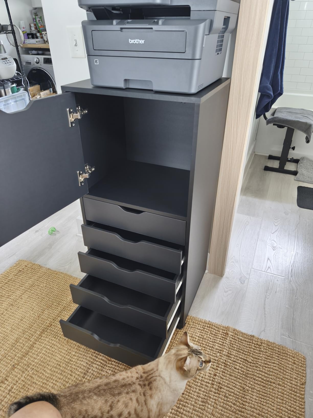 DEVAISE 5-Drawer Filing Cabinet Under Desk, Storage File Cabinet, White | Wood Drawer Unit, Printer Stand customer photo 1