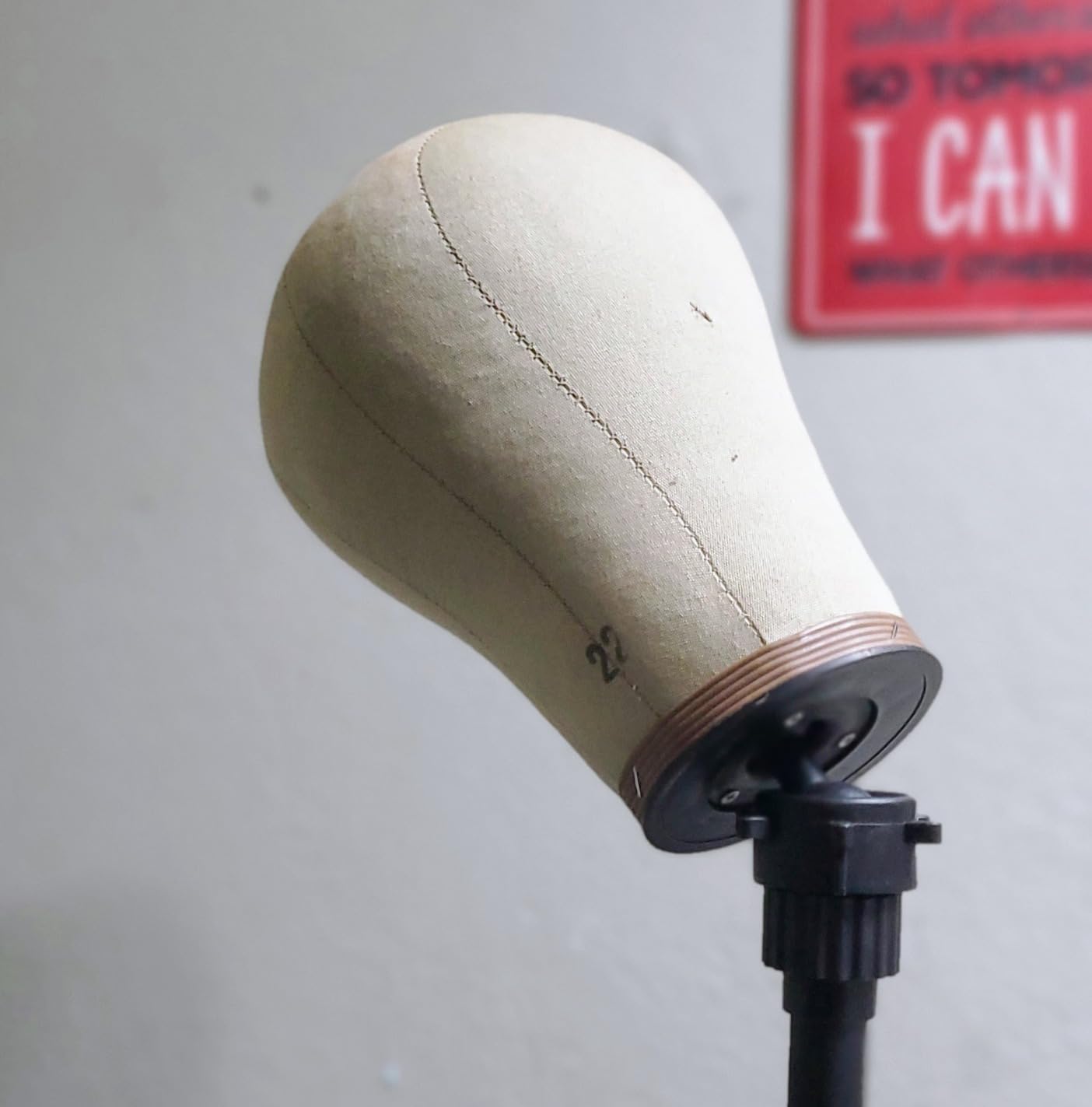 Klvied Wig Stand Tripod, Adjustable 34.64-51.48in, Includes carrying bag, T-pins, wig caps, comb and hair clips. Black. customer photo 1