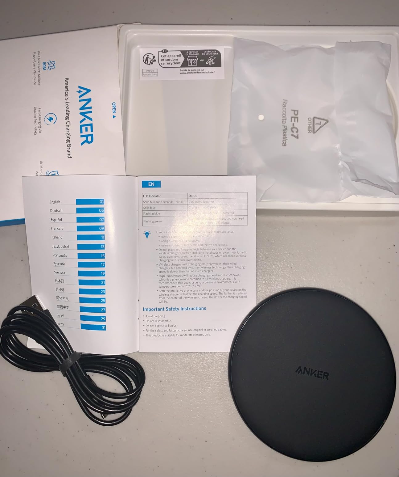 Anker 313 Wireless Charger (Pad), Qi-Certified, 10W Max Fast Charging for Samsung, Compatible with iPhone 16 Plus/15 Plus/14 Plus/12, AirPods (No AC Adapter, Not MagSafe Magnetic Charging Compatible) customer photo 1