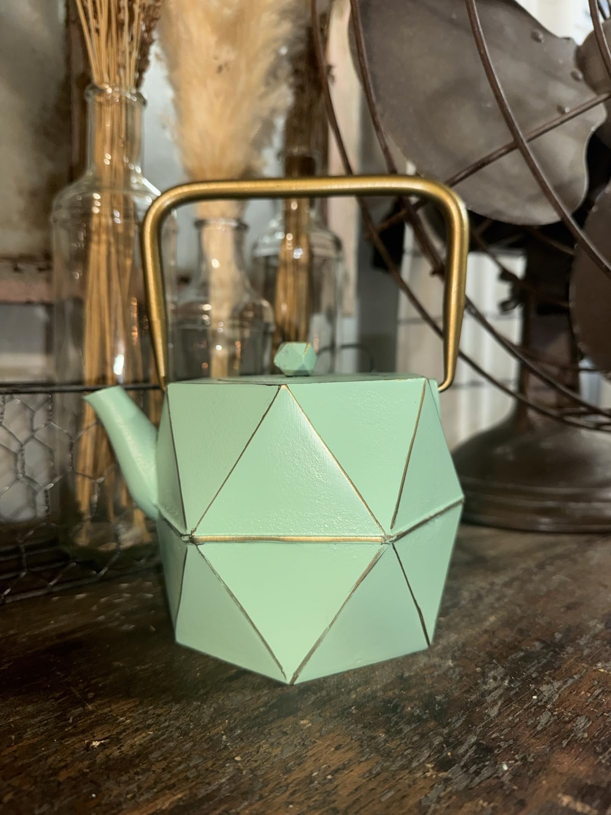 Toptier Cast Iron Teapot, Stovetop Safe Japanese Cast Iron Tea Kettle, Diamond Design Tea Pot with Removable Infuser for Loose Tea, 30 Ounce (900 ml), Dark Green customer photo 1