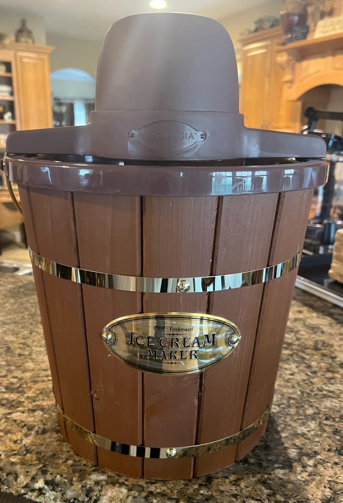 Nostalgia Electric Ice Cream Maker With 4 Qt Capacity- Old Fashioned Ice Cream Machine Makes Frozen Yogurt or Gelato in Minutes- Vintage Wooden Style Ice Cream Maker with Aluminum Canister- Light Wood customer photo 2