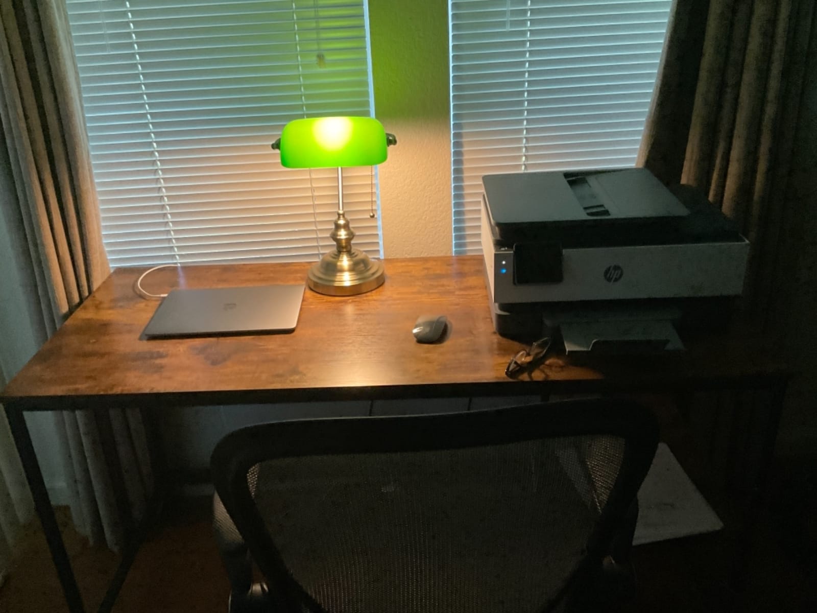 Glass Bankers Desk Lamp with Pull Chain Switch Plug in Fixture (Green) customer photo 1