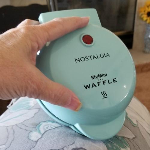 Nostalgia MyMini Personal Electric Waffle Maker, 5-Inch Cooking Surface, Waffle Iron for Hash Browns, French Toast, Grilled Cheese, Quesadilla, Brownies, Cookies, Aqua customer photo 2