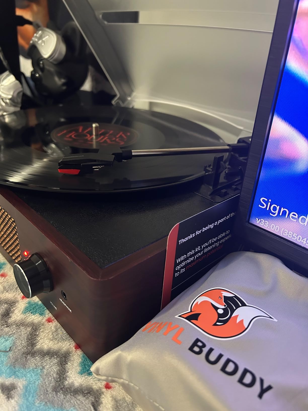 Vinyl Buddy 5-in-1 Vinyl Record Cleaning Kit | Premium Hardwood Velvet & Microfiber Brush, Stylus Brush, Alcohol-Free Solution & Storage Pouch - Clean, Protect & Restore Your LPs customer photo 1