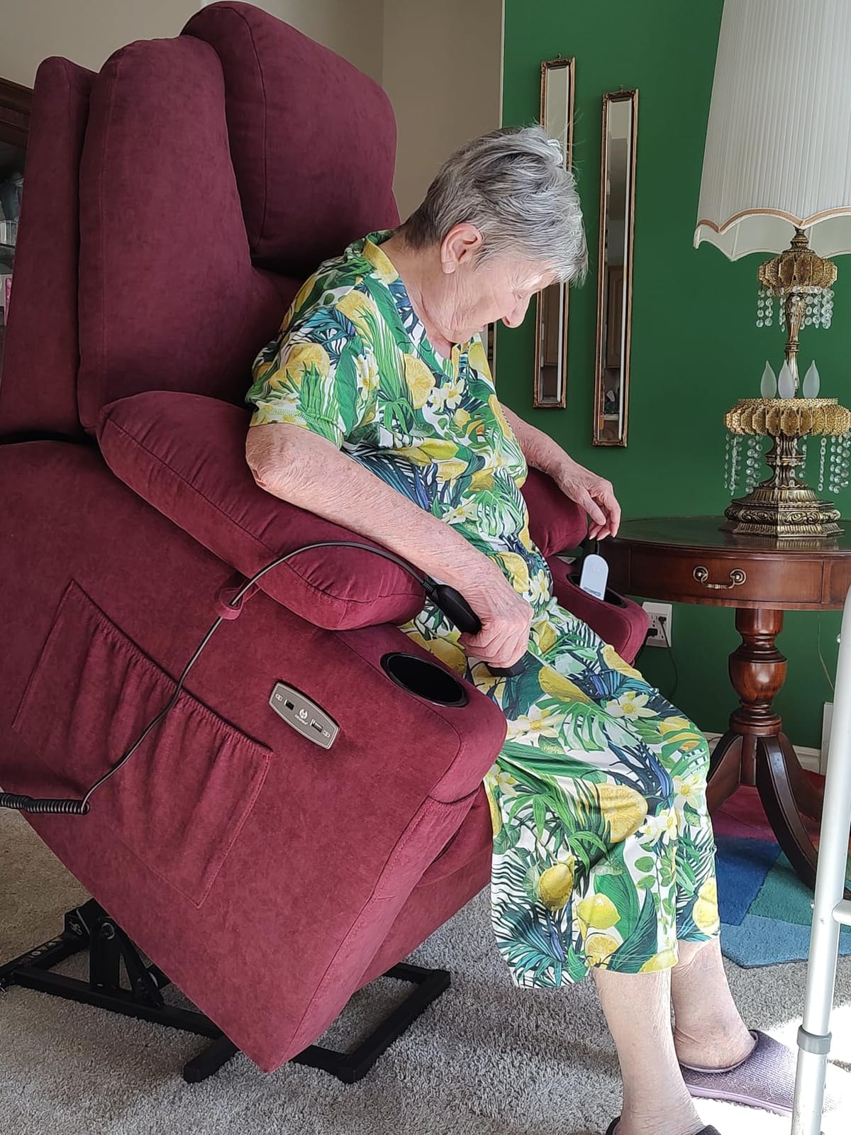 MCombo Power Lift Recliner Chair for Elderly 7040(Grey, Medium) | Heat and Massage, Breathable Fabric, USB& Type C Charging Port, FSC Certified customer photo 2