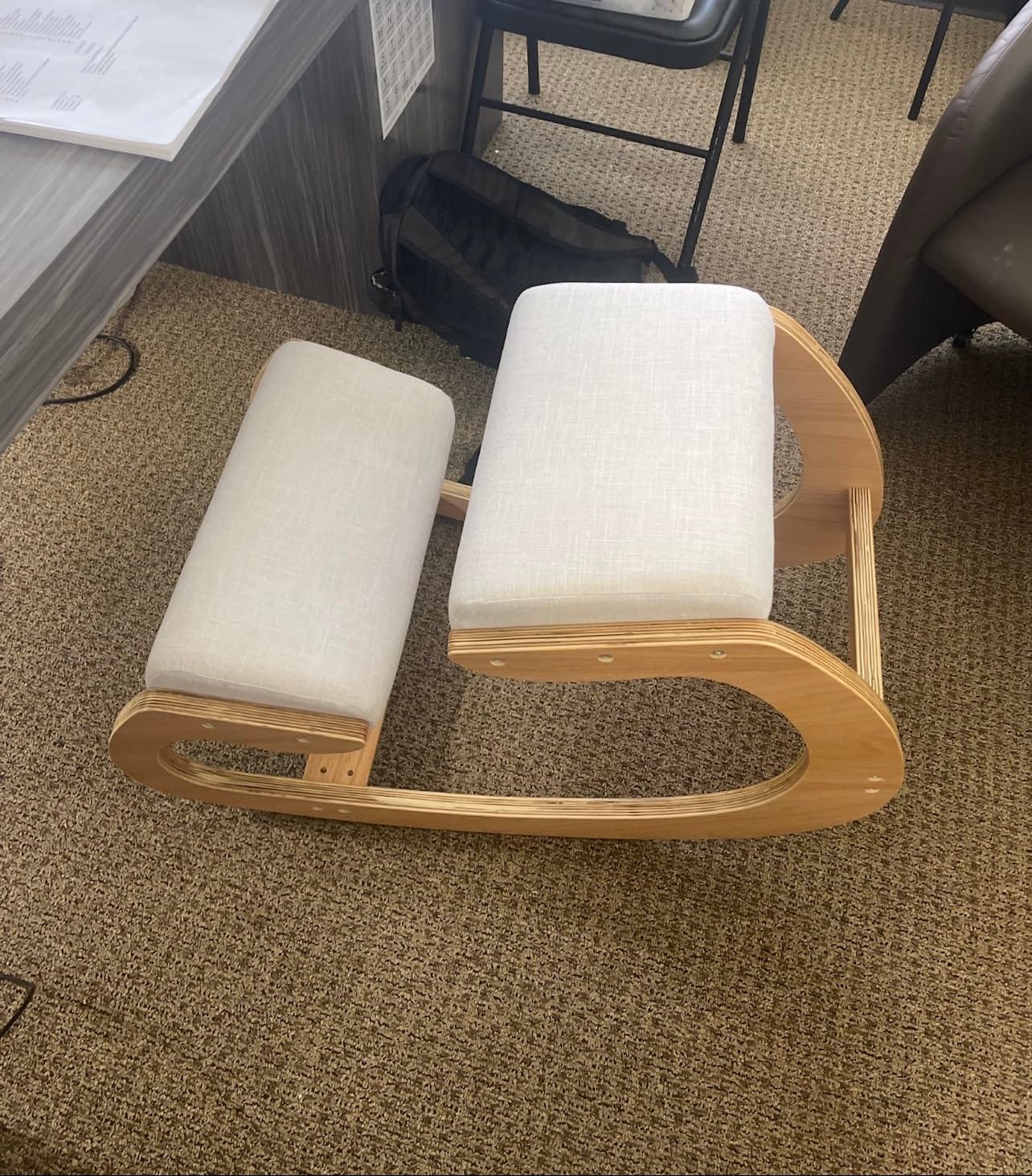 Predawn Adjustable Ergonomic Kneeling Chair - Custom Height Rocking Posture Stool with Thick Cushions, Solid Wood Frame, Knee Support Seat for Adults, Office or Meditation Use (White Oak) customer photo 1