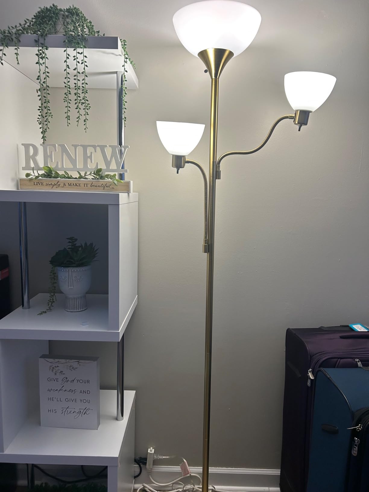 Brightech Sky Dome Double LED Floor Lamp, Torchiere Super Bright Floor Lamp with 2 Reading Lamps for Living Rooms & Offices - Dimmable Tall Standing Lamp for Bedroom Reading - Tall Black Pole customer photo 1