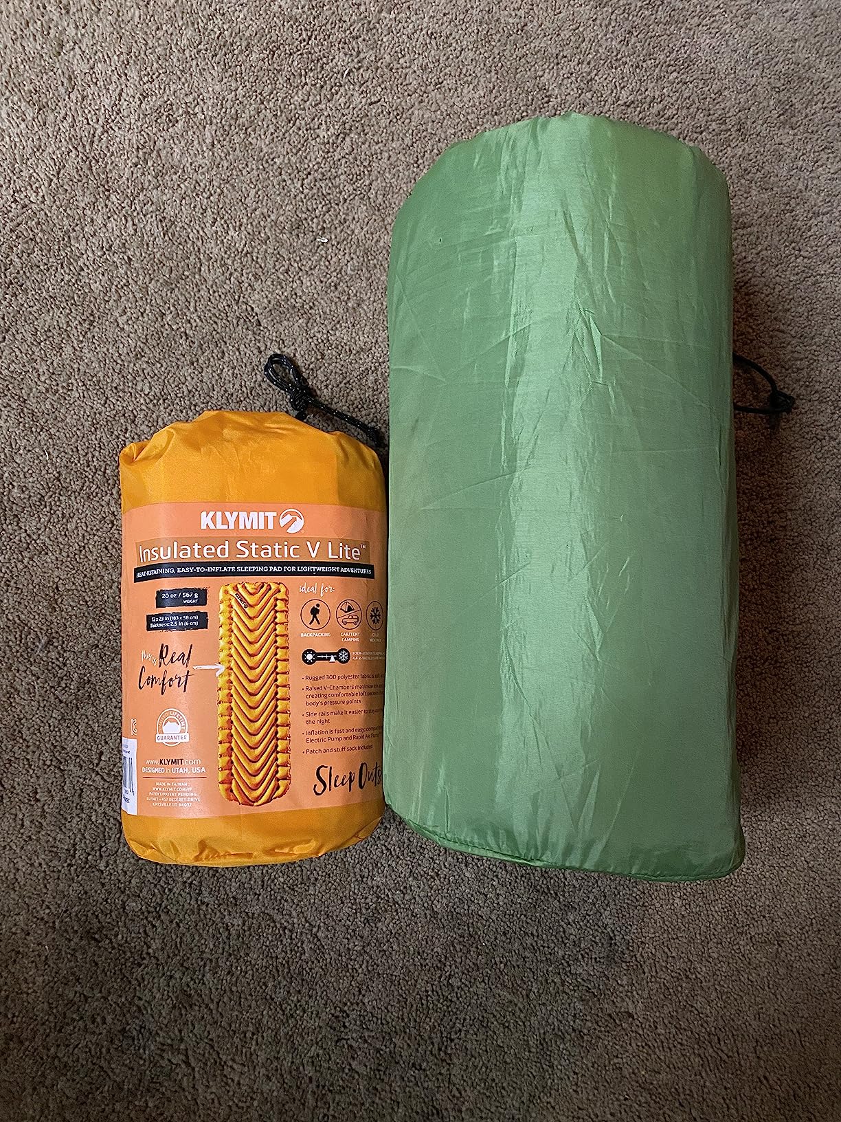 Insulated Static V Lite Inflatable Sleeping Pad | Comfortable, Lightweight, Easy to Inflate, Portable Air Bed for Hiking, Backpacking & Camping - Orange customer photo 2