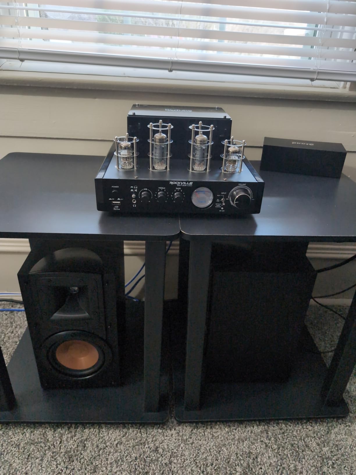 Rockville BluTube LED 70W Bluetooth Tube Amplifier/Stereo Receiver, Black | Home Audio, HDMI/Optical/Coaxial/USB/RCA Inputs, Sub Output, Headphone Output, VU Meter, Blue LED Tubes, 2-Band EQ customer photo 1