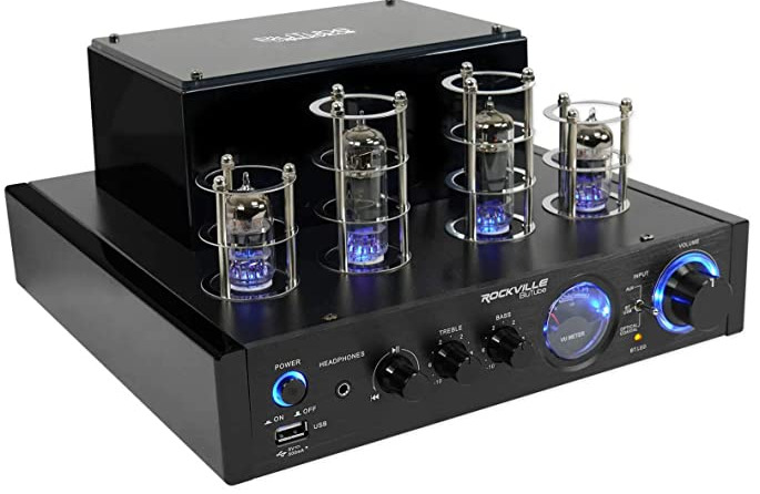Rockville BluTube LED 70W Bluetooth Tube Amplifier/Stereo Receiver, Black | Home Audio, HDMI/Optical/Coaxial/USB/RCA Inputs, Sub Output, Headphone Output, VU Meter, Blue LED Tubes, 2-Band EQ customer photo 2