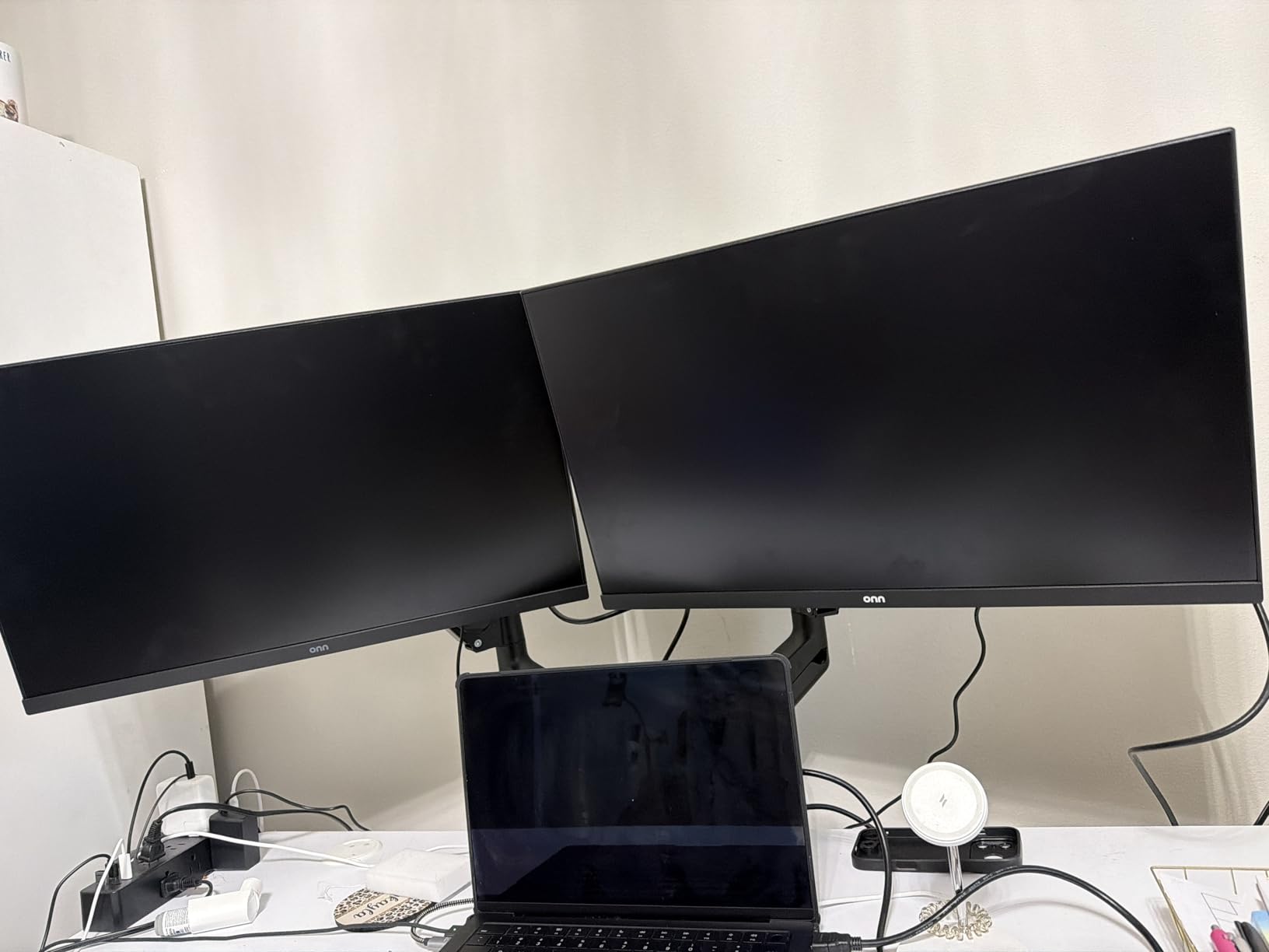 MOUNTUP Dual Monitor Stand for Desk, Monitor Arms for 2 Monitors 32 27 24 22 Inches, Height Adjustable Double Monitor Mount, VESA Mount with C-Clamp and Grommet Base, Holds 4.4-17.6lbs customer photo 2