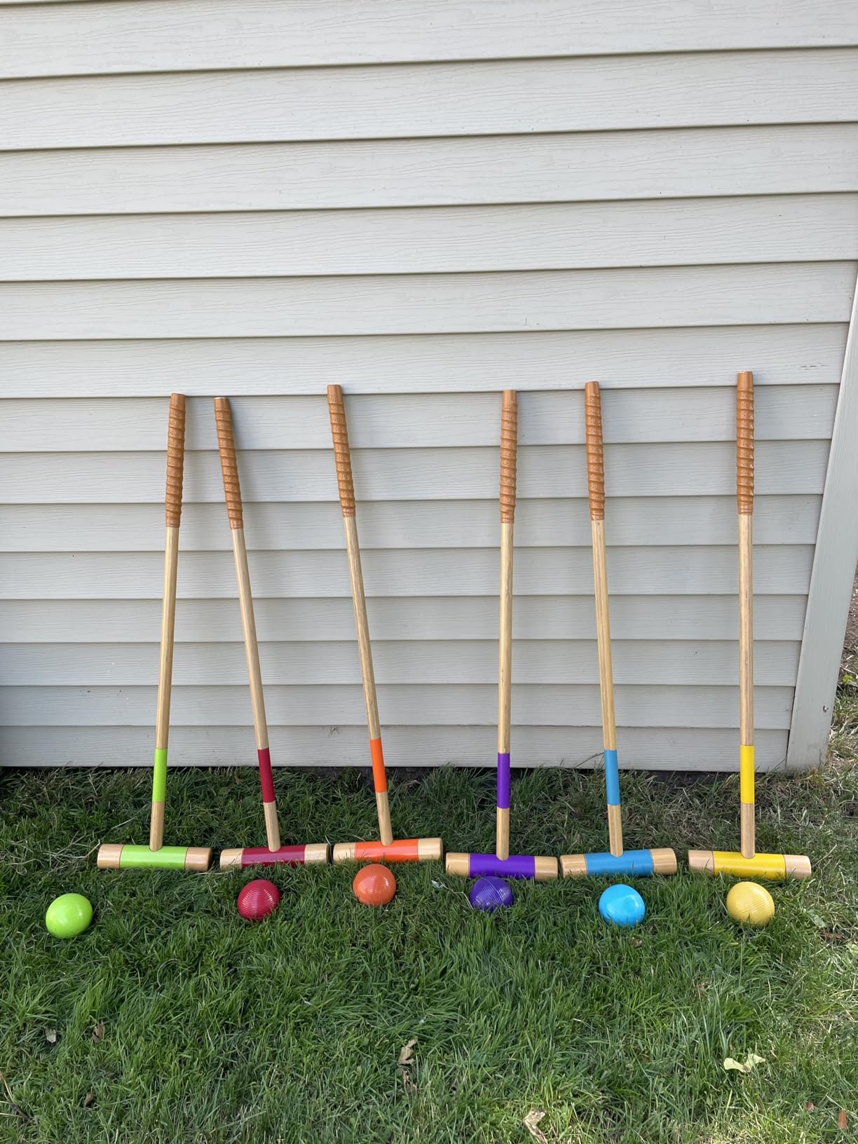 ApudArmis Six Player Croquet Set, 28In Wooden Mallets Outdoor Yard Game | Includes mallets, balls, wickets, stakes & sturdy bag. Classic lawn & backyard party game for adults and family customer photo 1