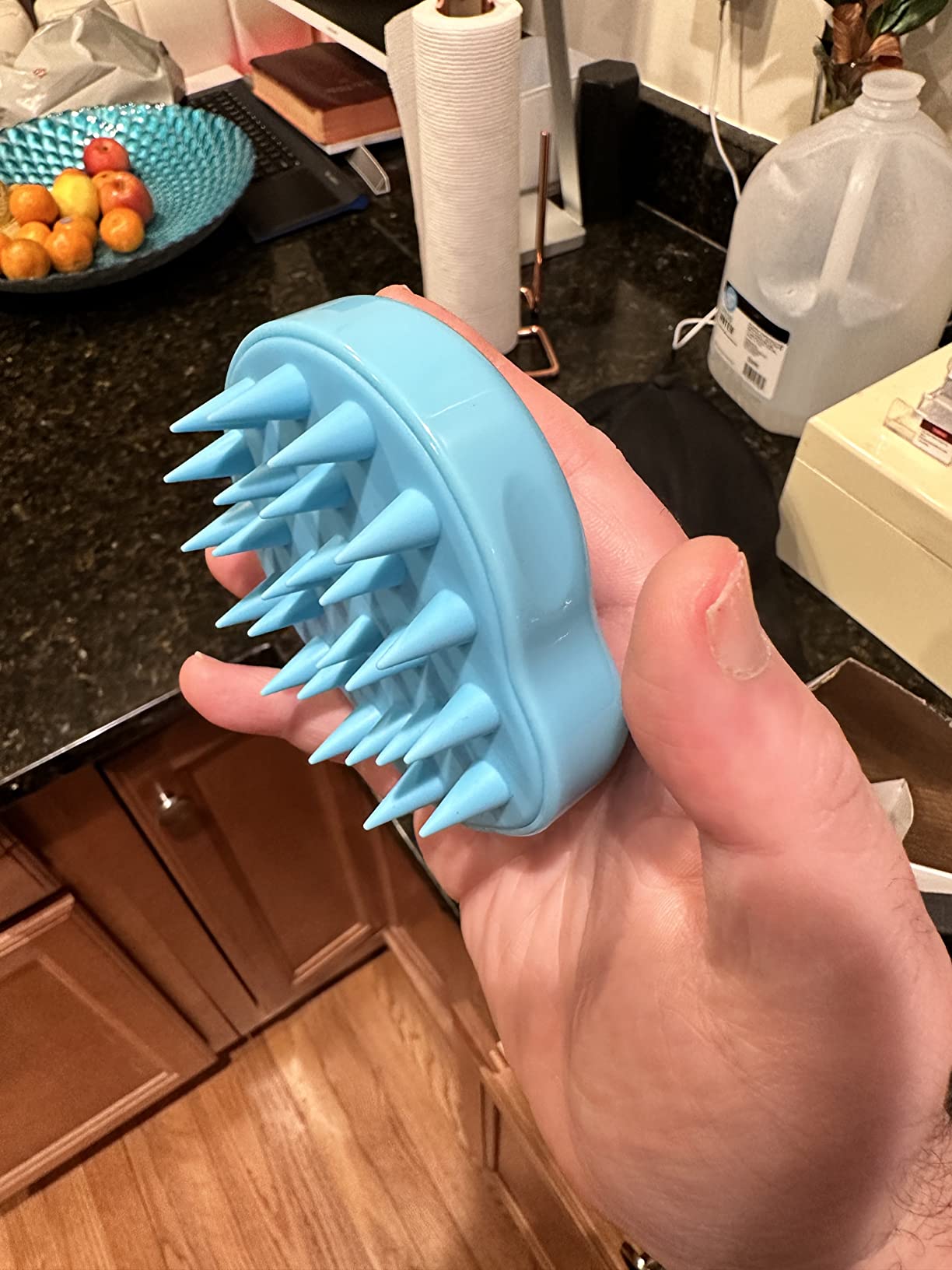 FREATECH Scalp Scrubber Scalp Massager Hair Growth, Shower Shampoo Brush with Silicone Bristles for Dandruff Removal and Hair Care, Wet & Dry Hair Massager Scalp Exfoliator for Men Women Kids, Black customer photo 2