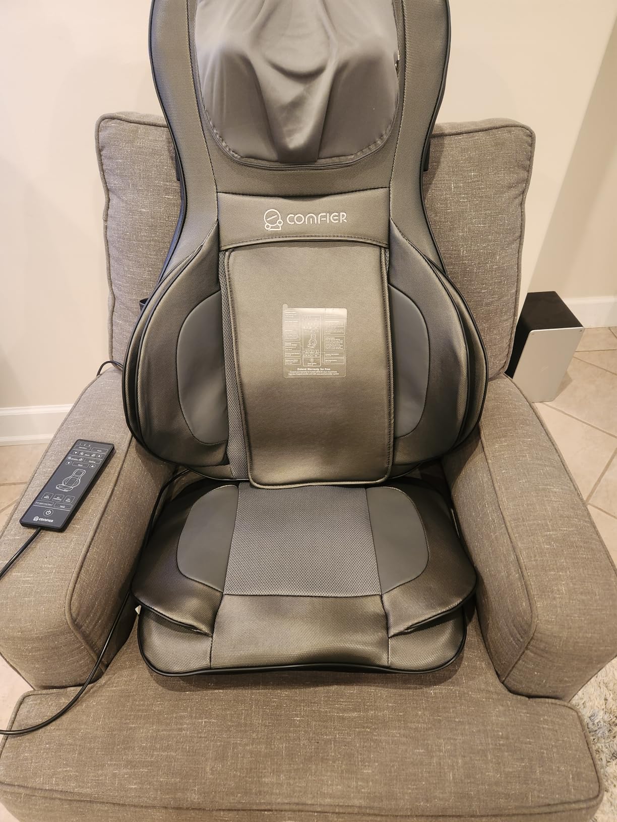 COMFIER Shiatsu Neck and Back Massager with Heat, Adjustable Neck Nodes | 3-Level Compression, Massage Chair Pad, Rolling & Spot Massage, 3-Level Seat Vibration, 15-Min Timer, Office Chair & Recliner customer photo 2