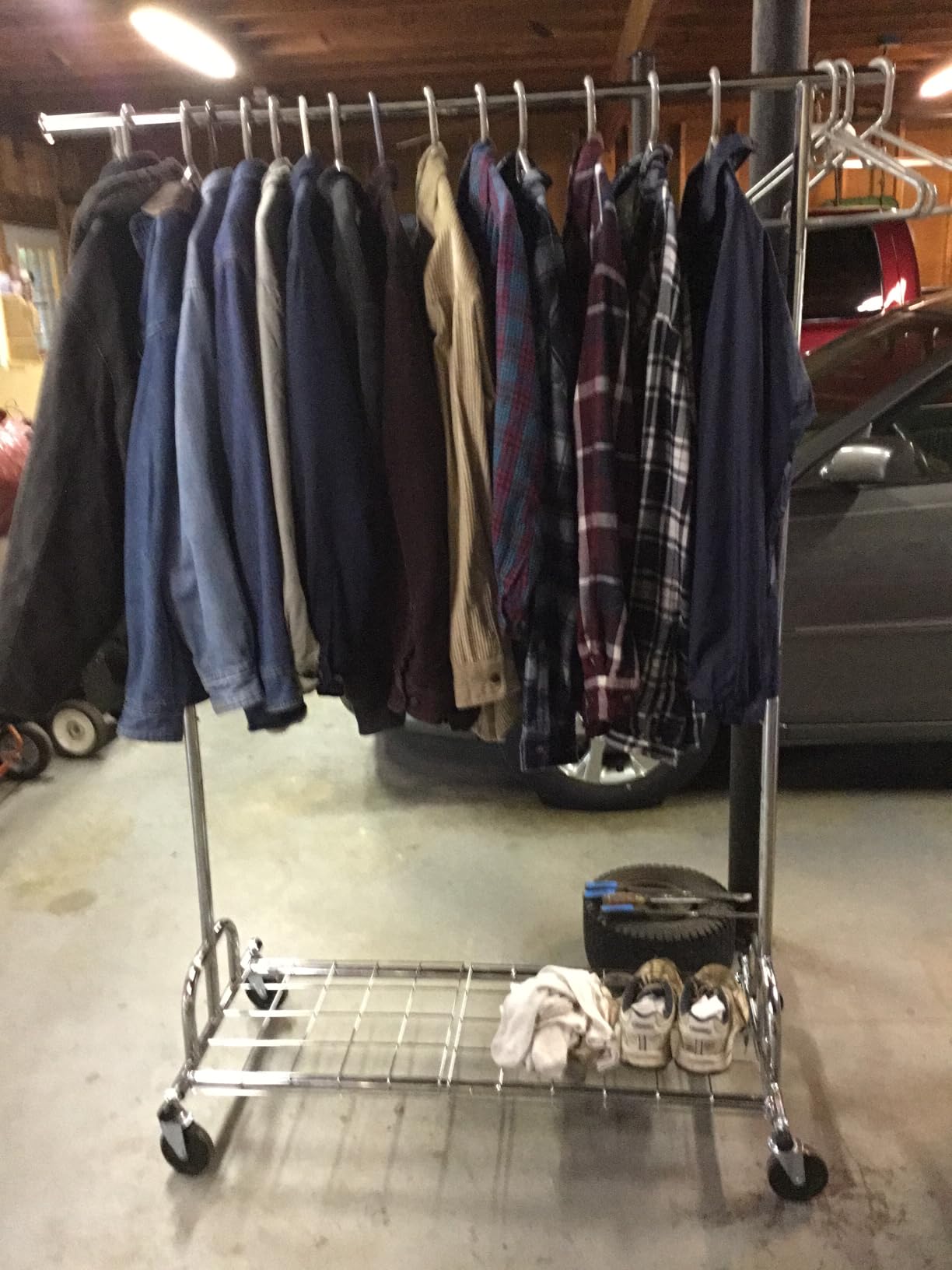 HOKEEPER Clothing Garment Rack Capacity 525LBS Collapsible Clothes Rack | Adjustable Clothing Racks on Wheels Rolling Clothes Rack for Hanging Clothes Heavy Duty Commercial Easy Assemble 75