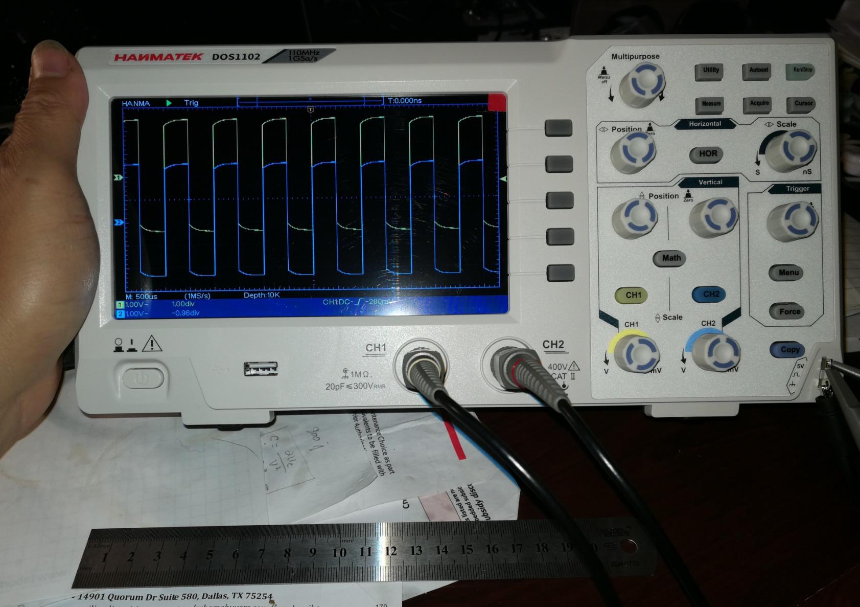 HANMATEK 110mhz Bandwidth DOS1102 Digital Oscilloscope with 2 Channels and Screen 7 inch / 18 cm, TFT-LCD Display, Portable Professional Oscilloscope Kit with 500 MS/s *2 Sampling Rate customer photo 1