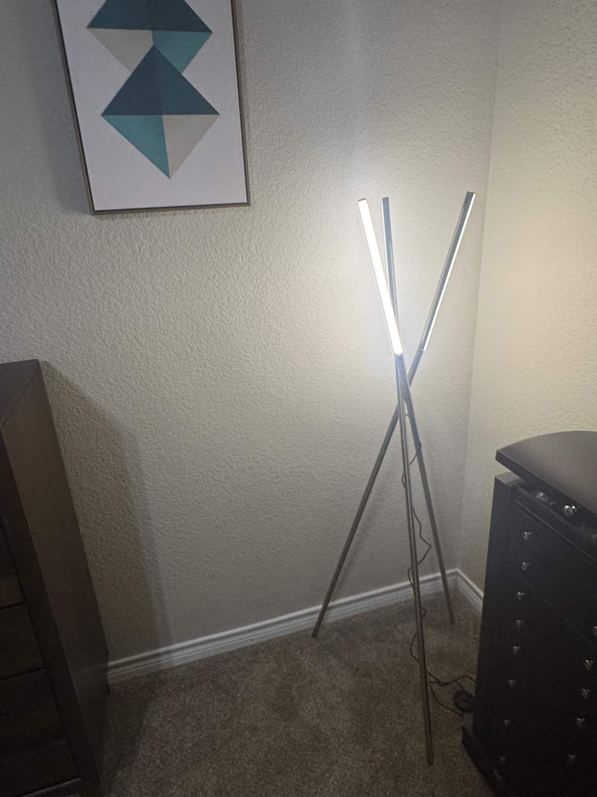 Brightech Stix LED Tripod Floor Lamp for Living Room - Dimmable Modern Standing Lamp, with 3 Lights for Bedroom - Contemporary Office Lighting- Gold / Antique Brass customer photo 2