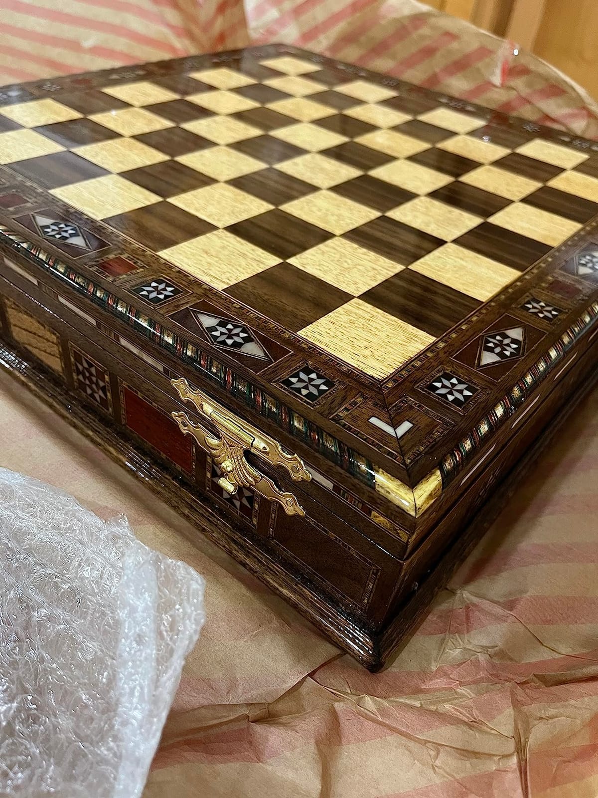 Medieval British Army Antique Copper Metal Chess Set for Adults, Handmade Pieces and Natural Solid Wooden Chess Board with Storage Inside King 3.35inc customer photo 1