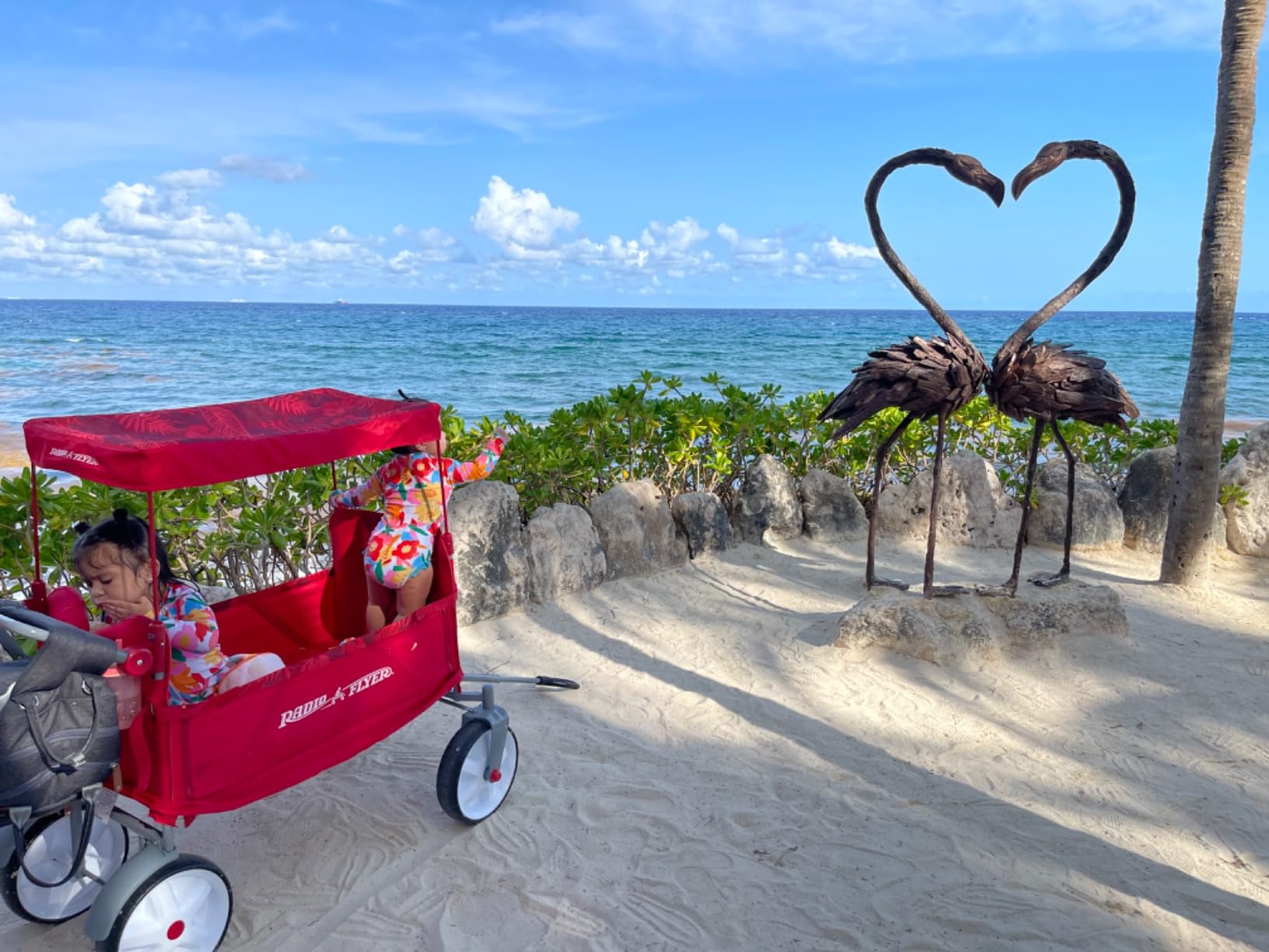 Beach & Boardwalk 3-in-1 EZ Fold Wagon, for Kids 1.5+, UV Shade | One-Hand Flat Fold, Seats 2 or Converts to Bench, DuraClean Fabric, Beach Tires, 150 lb Capacity customer photo 1