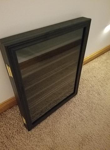 Military Challenge Coin Display Case Lockable Wooden Cabinet Rack Holder | Black Showcase Shadow Box with Removable 2 Grooves Shelves and Anti Fade Real Glass Door for Casino Poker Chips Collectibles customer photo 2
