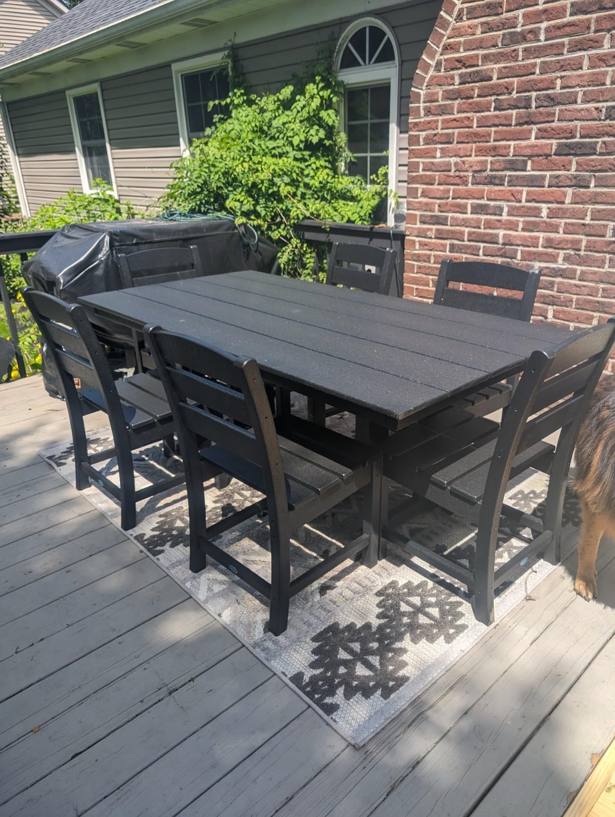 POLYWOOD Lakeside 7-Piece Outdoor Dining Set, All-Weather HDPE Patio Furniture Table and Chairs, Black, Made in USA, Deck, Garden, Poolside customer photo 1
