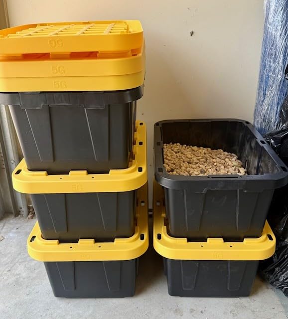 BLACK & YELLOW 5-Gallon Stackable Plastic Storage Bins with Lids, 6 Pack | Small heavy-duty storage totes for garage, closet, classroom & home organization, 8.6H x 12.3W x 16.4D, Black & Yellow customer photo 1