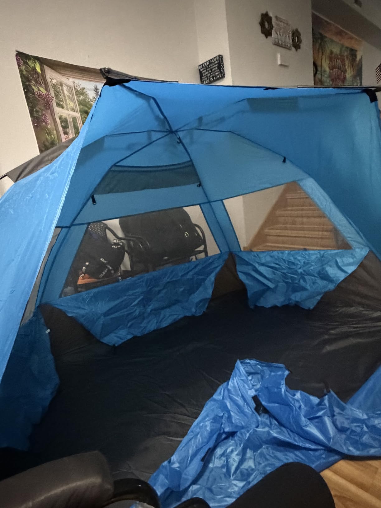WhiteFang Deluxe Pop Up Beach Tent Sun Shade Shelter for 3-4/5-6 Person, UV Protection, Extendable Floor with 3 Ventilating Windows Plus Carrying Bag, Stakes, and Guy Lines customer photo 1