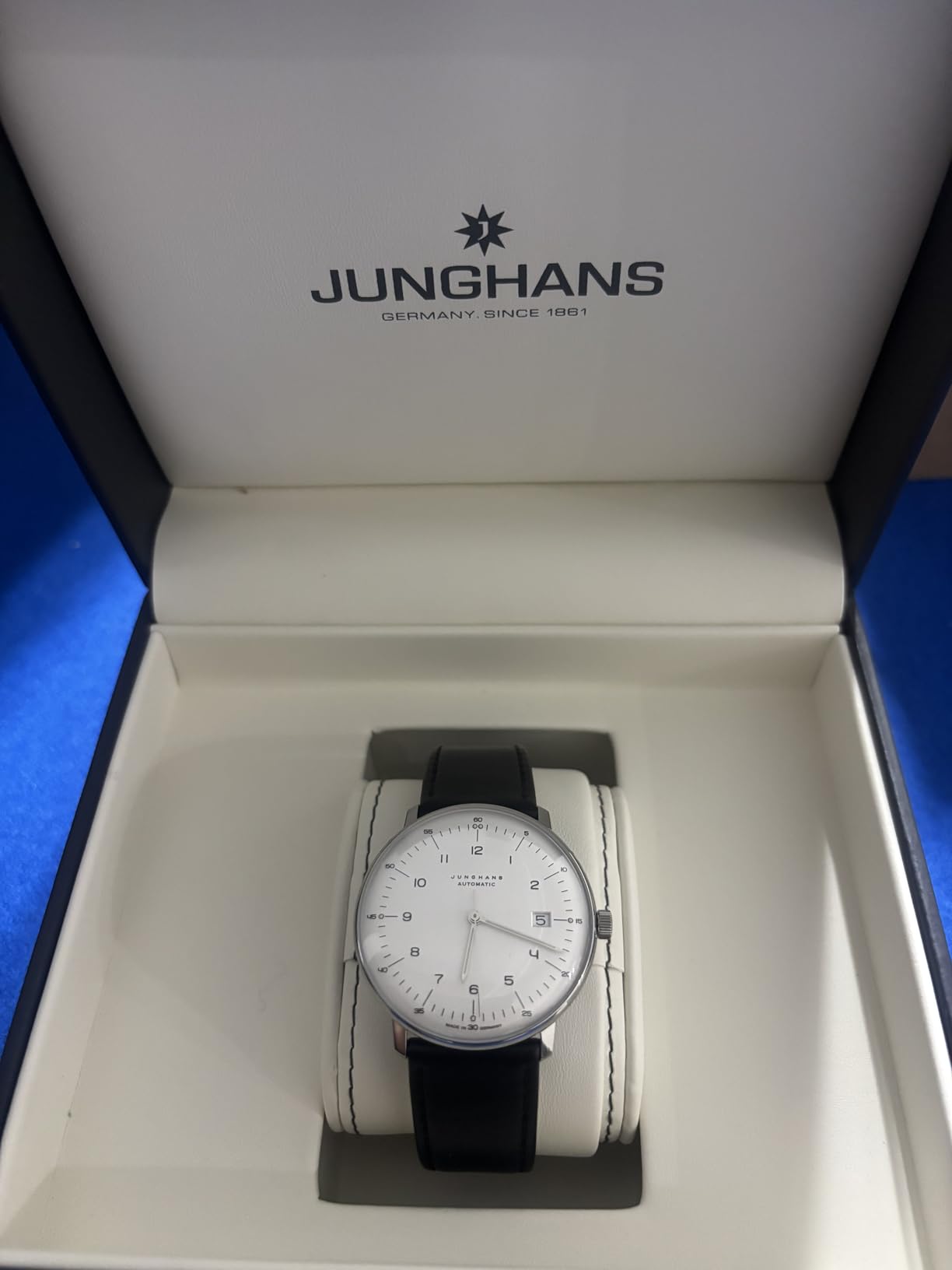 Junghans Men's Max Bill Automatic White Dial Black Leather Strap Analog Watch 27/4700.02 customer photo 1