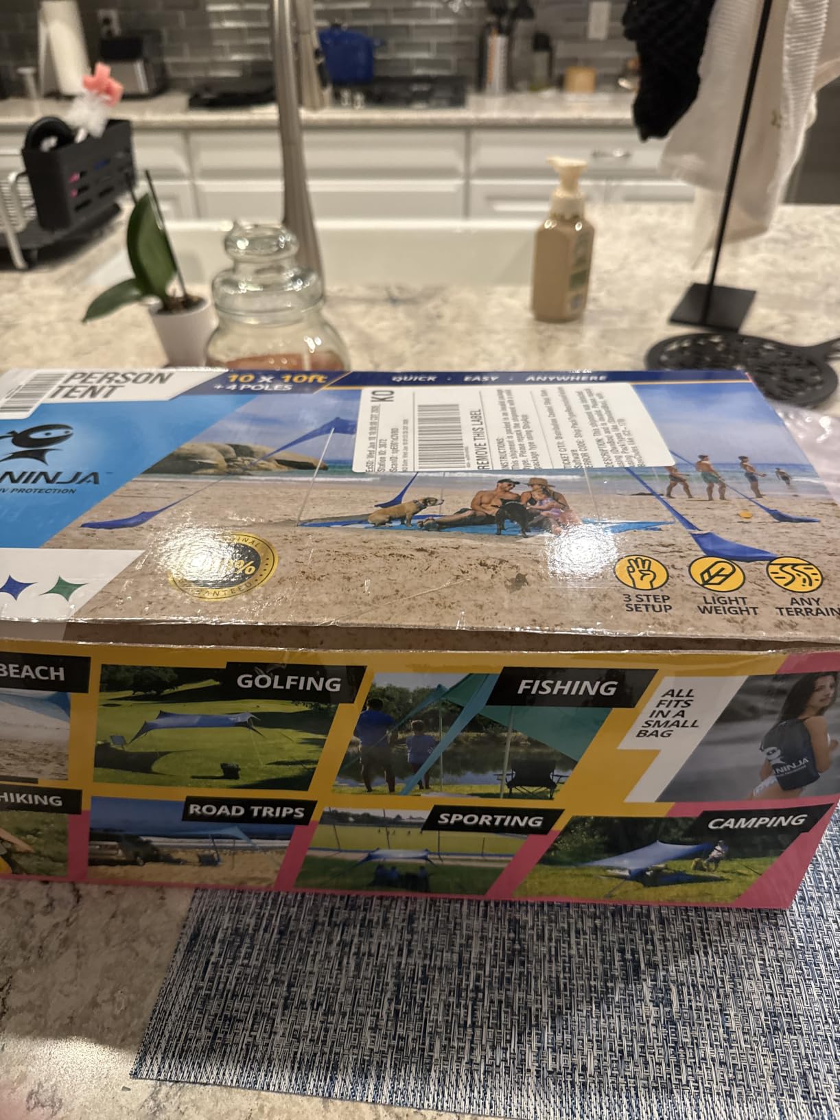SUN NINJA Beach Tent Sun Shelter, Beach Shade Canopy with UPF50+ Protection | Beach Canopy Tent Sun Shade, Cabana Includes Carry Bag, Sand Shovel, Ground Pegs, 4 Poles & Anchor Bags customer photo 2