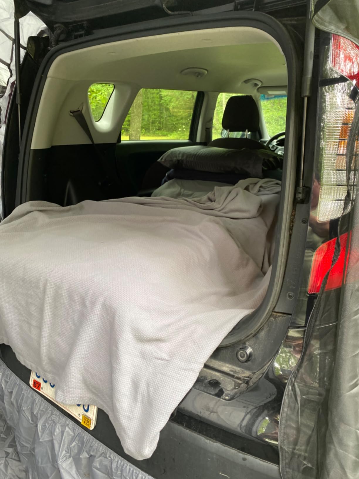 SAYGOGO SUV Air Mattress Camping Bed Cushion Pillow - Inflatable Thickened Car Air Bed with Air Pump Portable Sleeping Pad Mattress for Home Car Travel Camping Upgraded Version - Grey customer photo 1