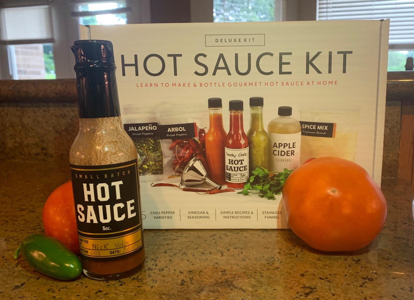 Unique Gift for Men, Deluxe Hot Sauce Making Kit, 3 Varieties of Chili Peppers, Gourmet Spice Blend, 3 Bottles, 16 Fun Labels, Make your own sauce, Nice Gift For Dad, Brother, Uncle, Guys. (Deluxe Kit) customer photo 2