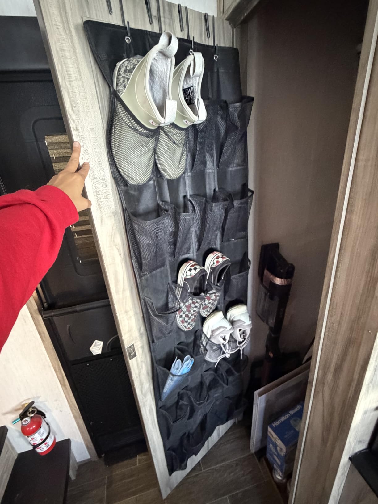 GORILLA GRIP Over the Door Shoe Organizer, 24 Large Pockets, Black | Breathable Mesh Pocket, Space Saving Hanging Storage Holder, Closet Rack Hanger for Shoes, Pantry and Bathroom Accessories customer photo 2