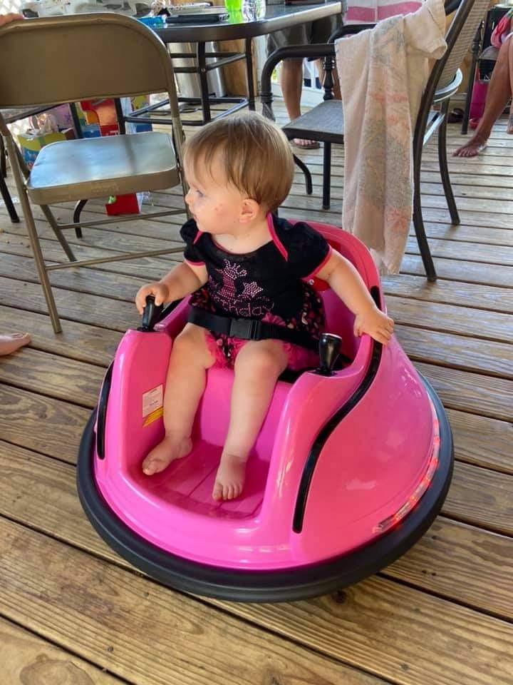 6V Ride On Bumper Car Kids 1.5-6 Years, Pink | DIY Sticker Baby Bumping Toy Gifts W/Remote Control, LED Lights & 360°Spin, ASTM Certified customer photo 2