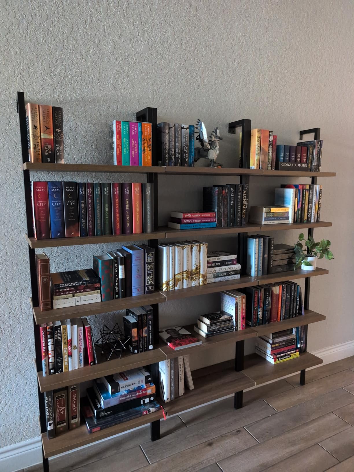 Nathan James Theo 5-Shelf Oak Wood Modern Bookcase, Open Wall Mount Ladder Bookshelf with Industrial Black Metal Frame customer photo 2