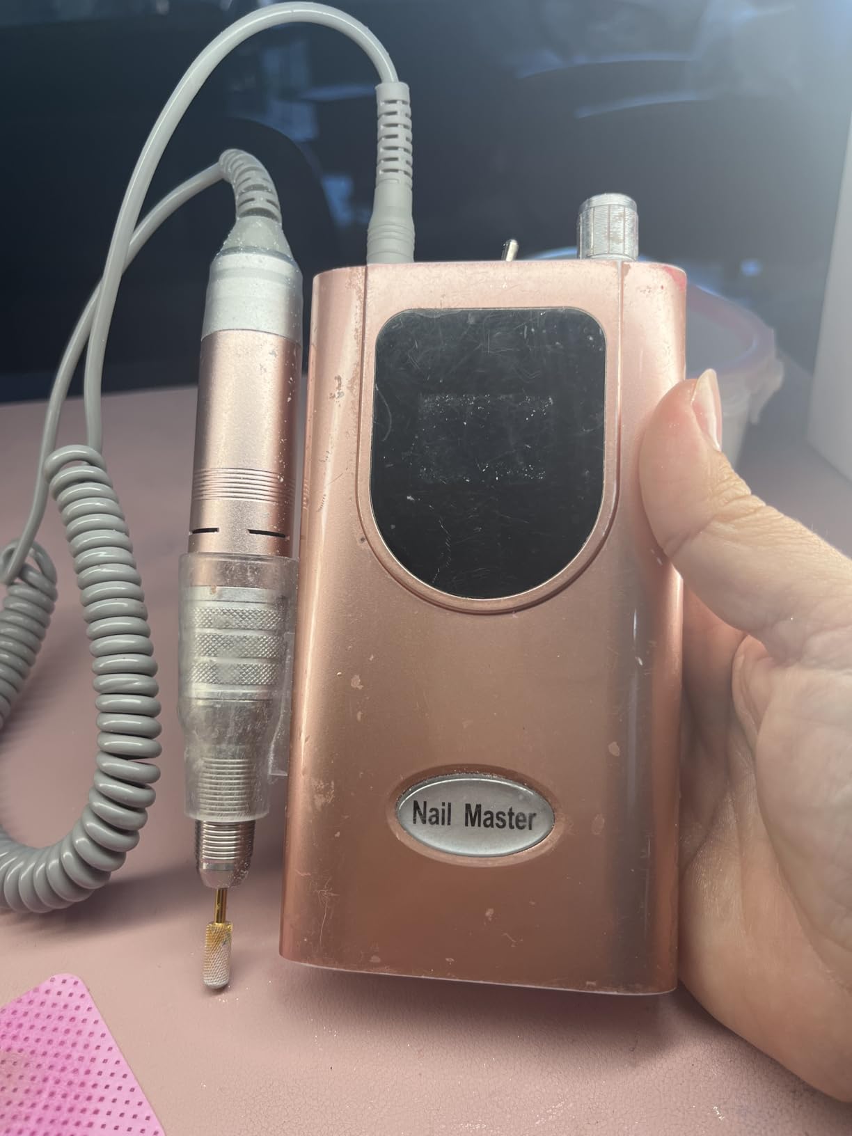 Delanie Electric Nail Drill Professional High Torque 35000 RPM, Rose Gold | Clip-On Cordless Efile for Acrylic Gel Removal, Electric Nail File with Long-Lasting Battery for Home, Salon, Mobile tech use customer photo 1