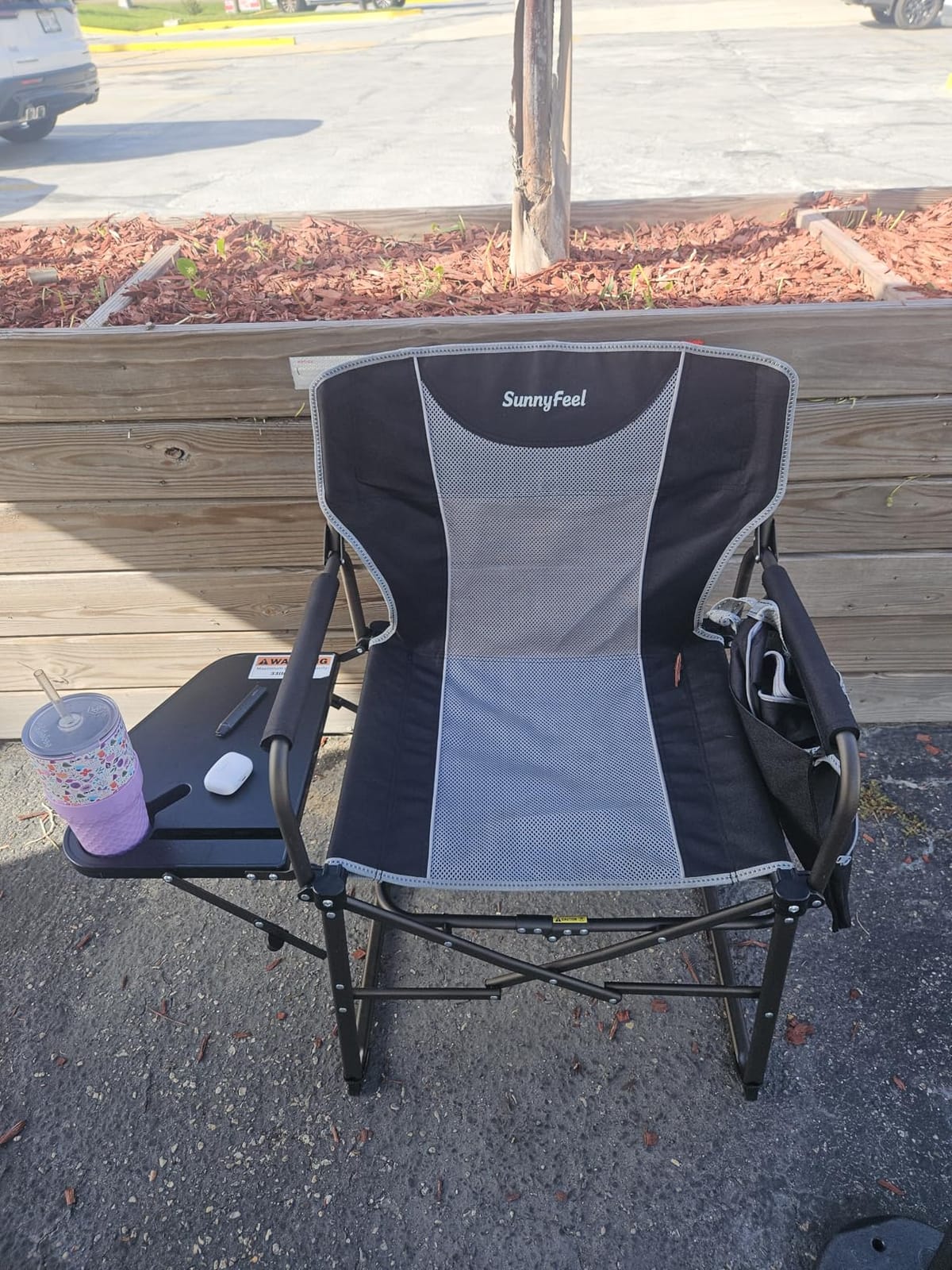 SUNNYFEEL Oversized Camping Chair Portable Directors Chairs with Side Table | Heavy Duty Folding Lawn Chair for Adults 300LBS with Compact Size, Breathable Mesh, Pocket & Carry Bag for Outdoor, Lawn, RV customer photo 1