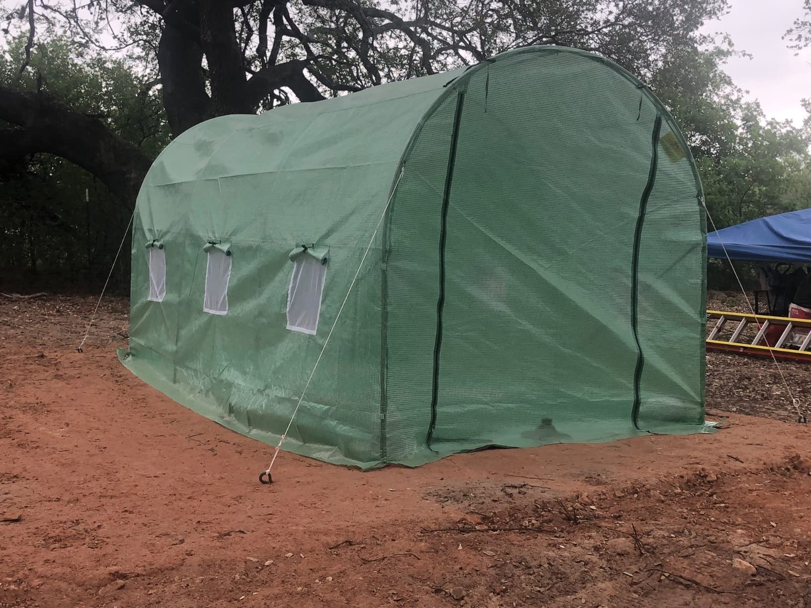 Outsunny 15' x 7' x 7' Walk-in Tunnel Greenhouse Large Steel Frame White | Garden Hot House Kit, 6 Roll-up Windows, Roll Up Door customer photo 1