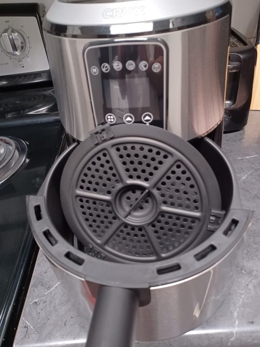 Crux 3QT Digital Air Fryer, Faster Pre-Heat, No-Oil Frying, Fast Healthy Evenly Cooked Meal Every Time, Dishwasher Safe Non Stick Pan and Crisping Tray for Easy Clean Up, Stainless Steel customer photo 2