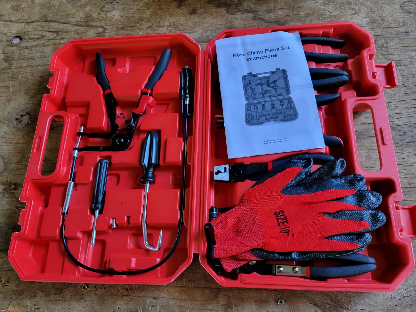 OMT 9pcs Hose Clamp Pliers for Fuel Oil & Water Hoses | Automotive Long Reach Hose Clamp Remover Kit with Flexible Wire Clic R Type Swivel Jaw Flat Band Pliers Case, Blue customer photo 2