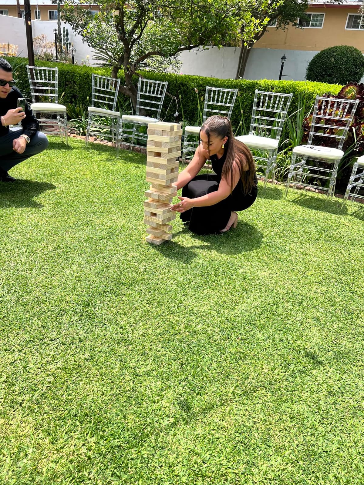 SPORT BEATS Outdoor Games Large Wooden Tower Stacking Game Stack up to 4 FT | 54 Wooden Blocks, Custom Rules Board, Carrying Bag, for Backyard Parties, Camping, Tailgating customer photo 2