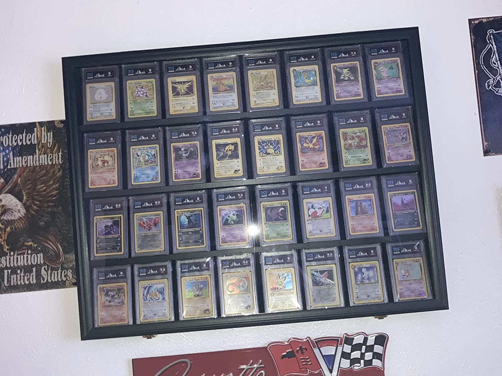 Graded Sports Card Display Case Lockable,Trading Card Collector Wall Display Holder for Baseball Basketball Football Hockey Cards, UV Protection Acrylic(Black) customer photo 2