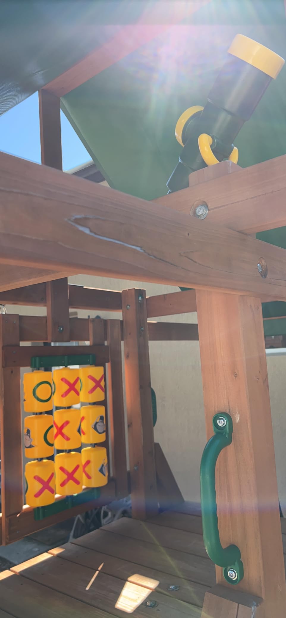 Gorilla Playsets 01-1033 Ozark II Wood Swing Set with Green Vinyl Canopy, Rock Wall, and Punching Ball customer photo 2