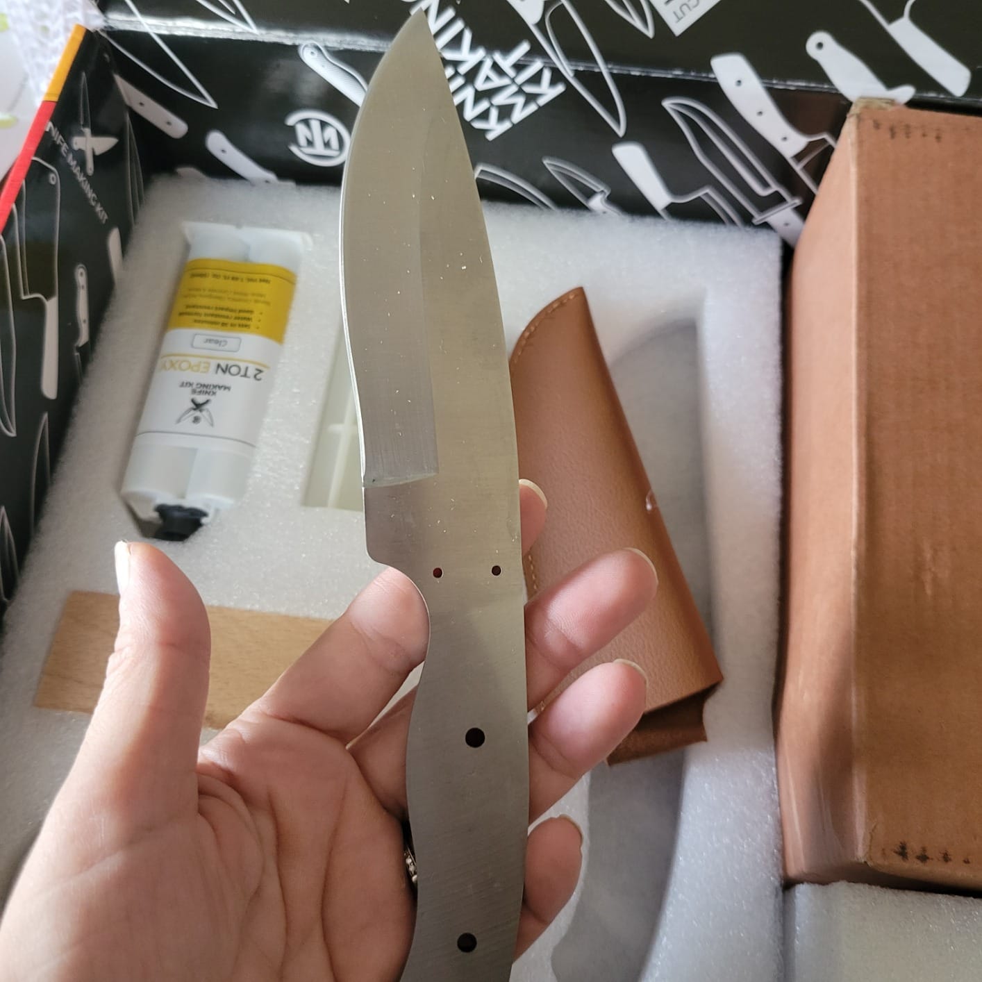 Knife Making Kit DIY Gift for Men - Gift Set, Complete Tools, & Accessories to Make Knife, Stainless Steel Drop Point Blade, Beginners Guide, Husband Boyfriend Dad Handwork Hobbies, Gift for Him customer photo 1