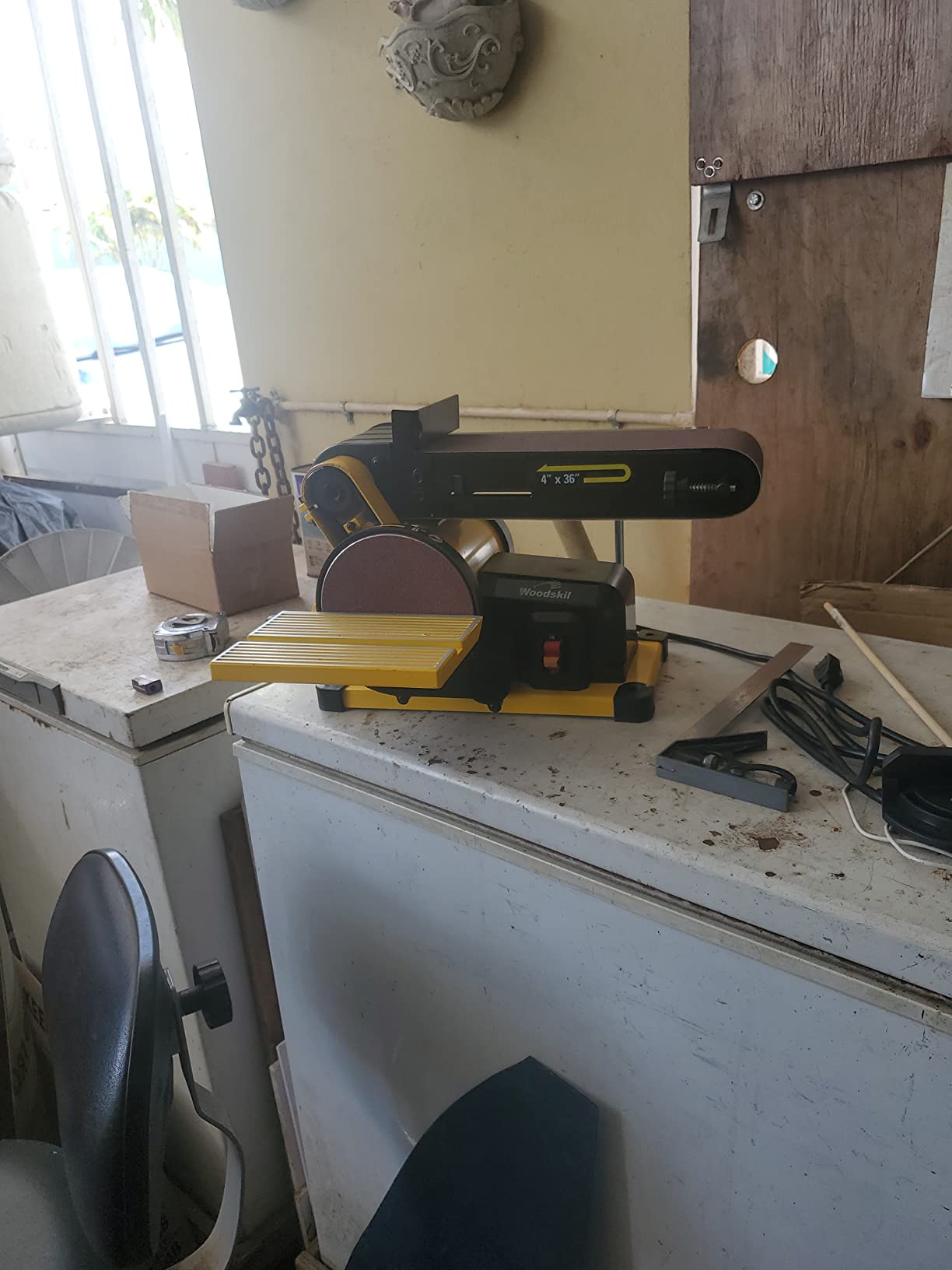 Woodskil 4.3A Belt Disc Sander Combo for Woodworking, 4x36