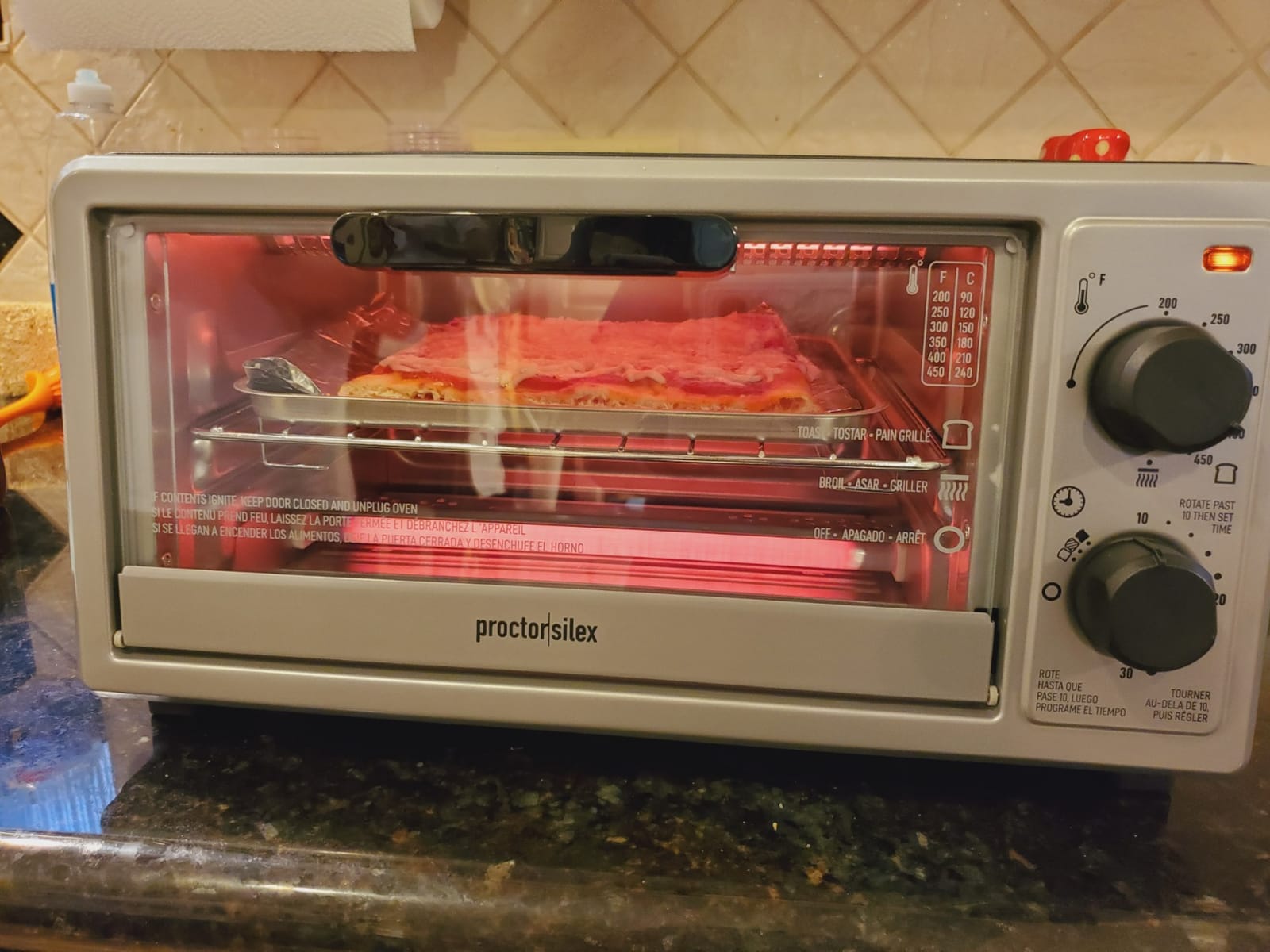 Proctor Silex 4 Slice Countertop Toaster Oven | Bake, Broil, Toast | 200-450°F Adjustable Temp | 30 Minute Timer | Automatic Shutoff | Black and Silver | 31260G customer photo 1
