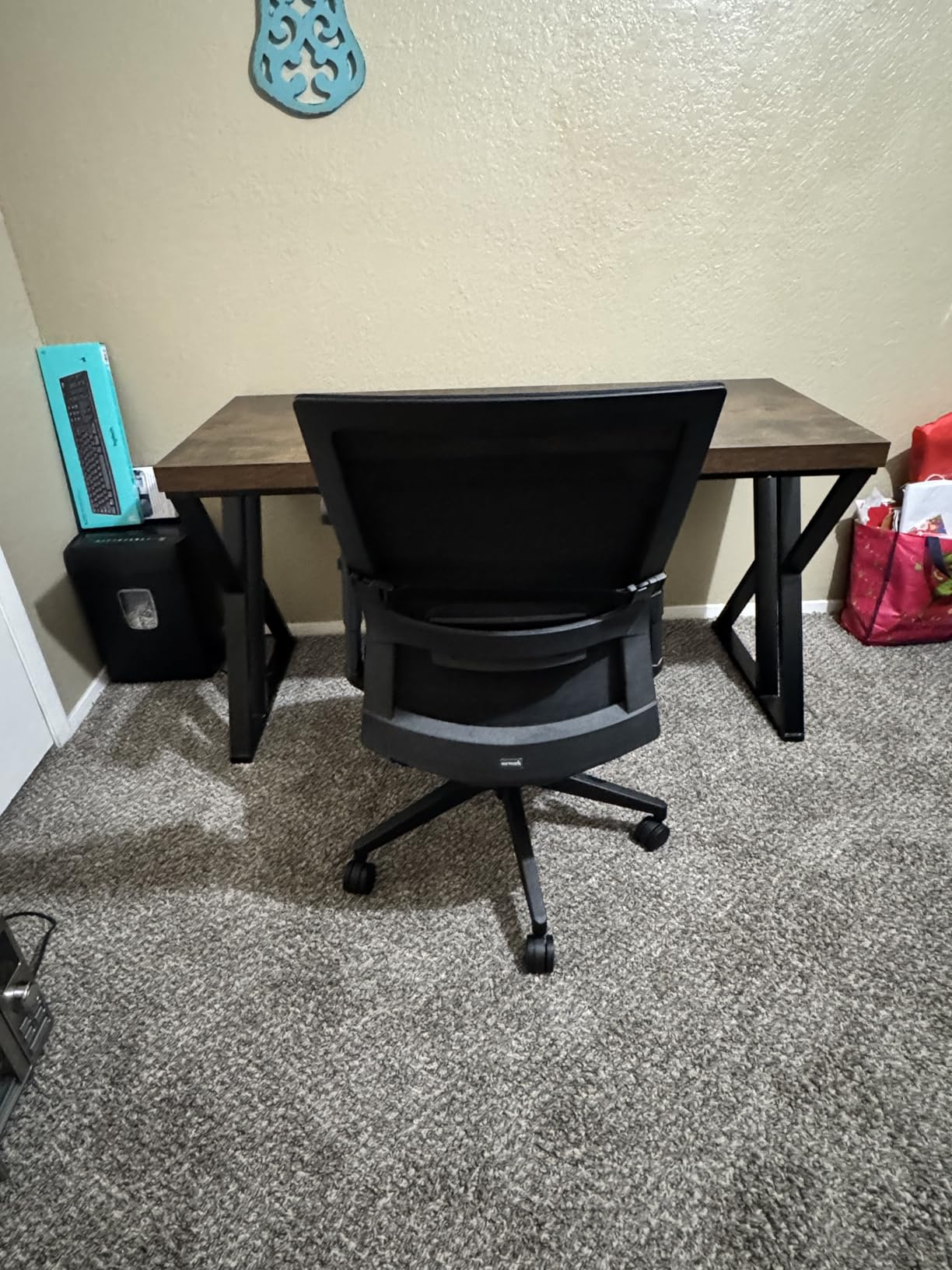 Writing Computer Desk, 55 inch Heavy Duty Study Desk with Z-Shaped Metal Leg, Modern Simple Home Office Computer Desk, Rustic Brown customer photo 1