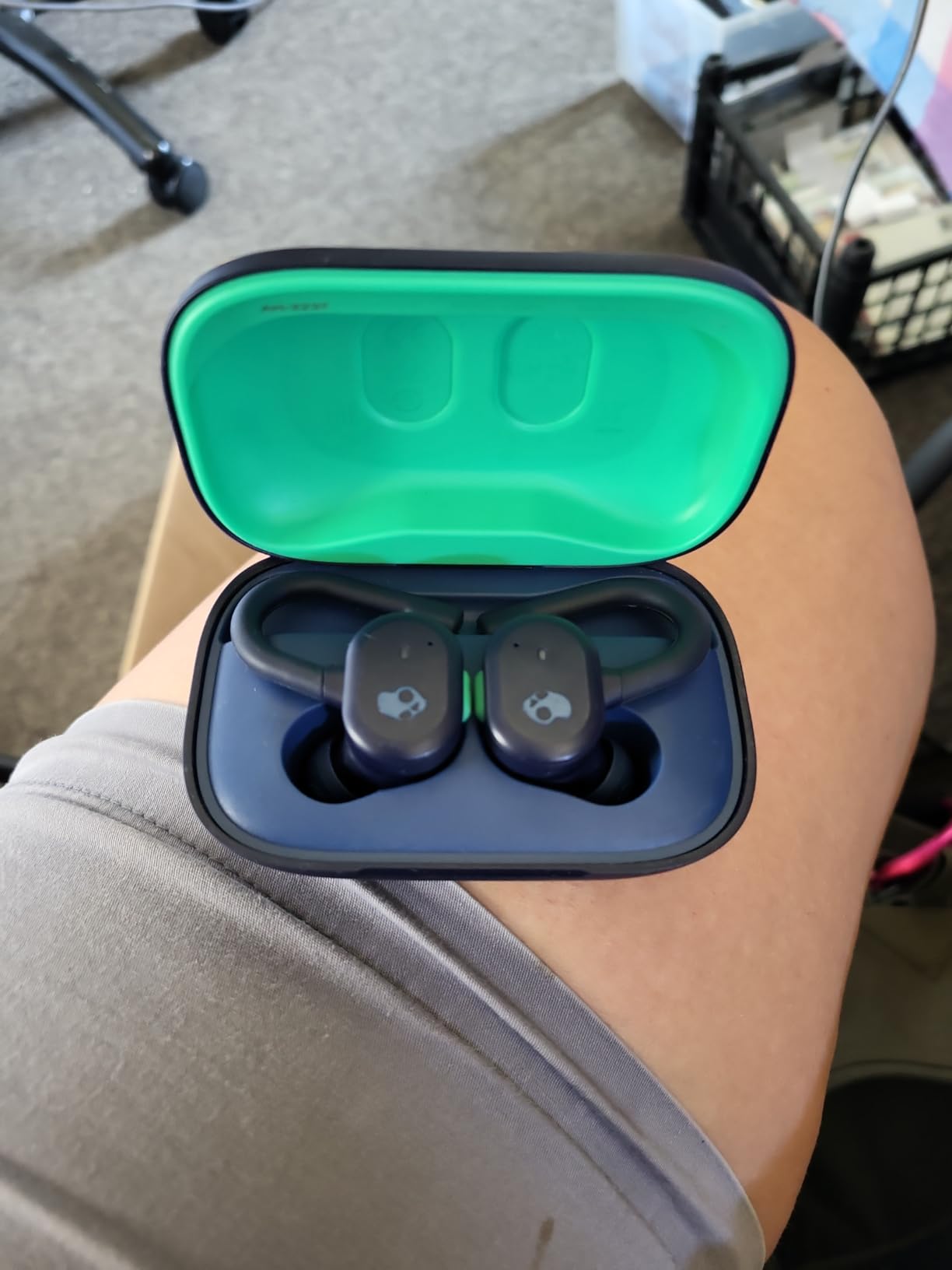 Skullcandy Push Active True Wireless in-Ear Bluetooth Earbud, Use with iPhone and Android with Charging Case and Mic, Great for Gym, Sports, and Gaming, IP55 Water, Dust Resistant - Grey/Blue customer photo 1