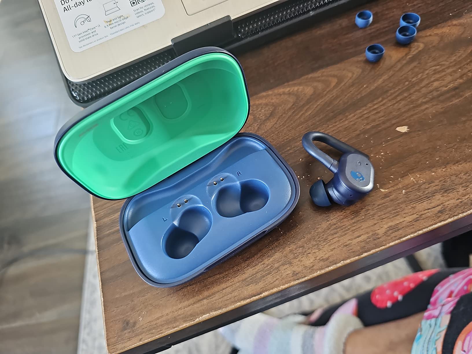 Skullcandy Push Active True Wireless in-Ear Bluetooth Earbud, Use with iPhone and Android with Charging Case and Mic, Great for Gym, Sports, and Gaming, IP55 Water, Dust Resistant - Grey/Blue customer photo 2